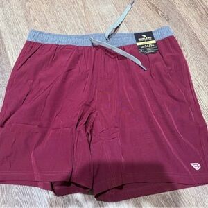 NWT BURLEBO Maroon Men's Athletic Shorts with Gray Waistband